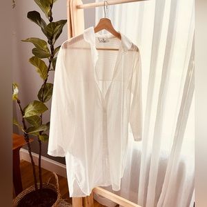 Solar Veil Vintage Made In USA Beach Cover Up Dress Summer Button Down Gauze